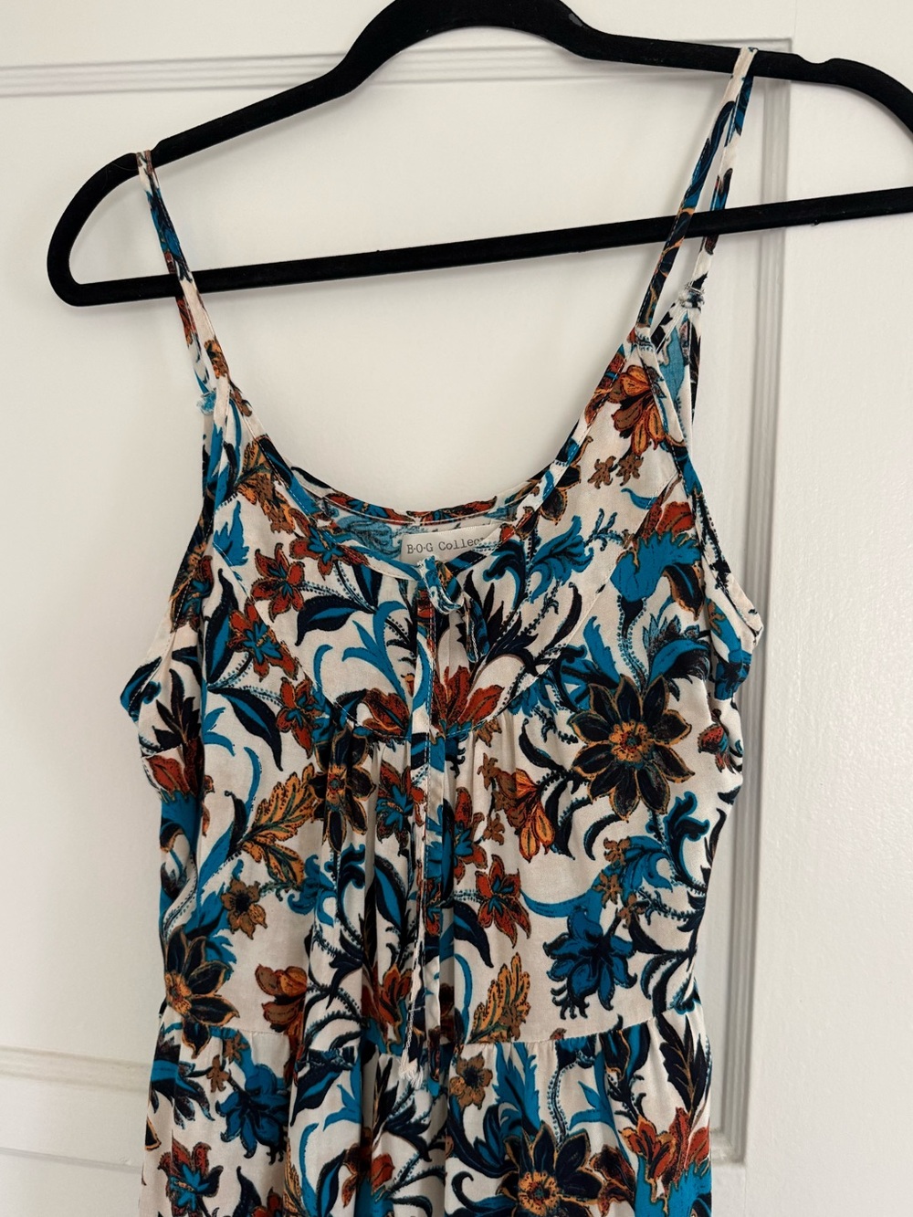 Blue Floral Spaghetti-Strap Maxi Dress